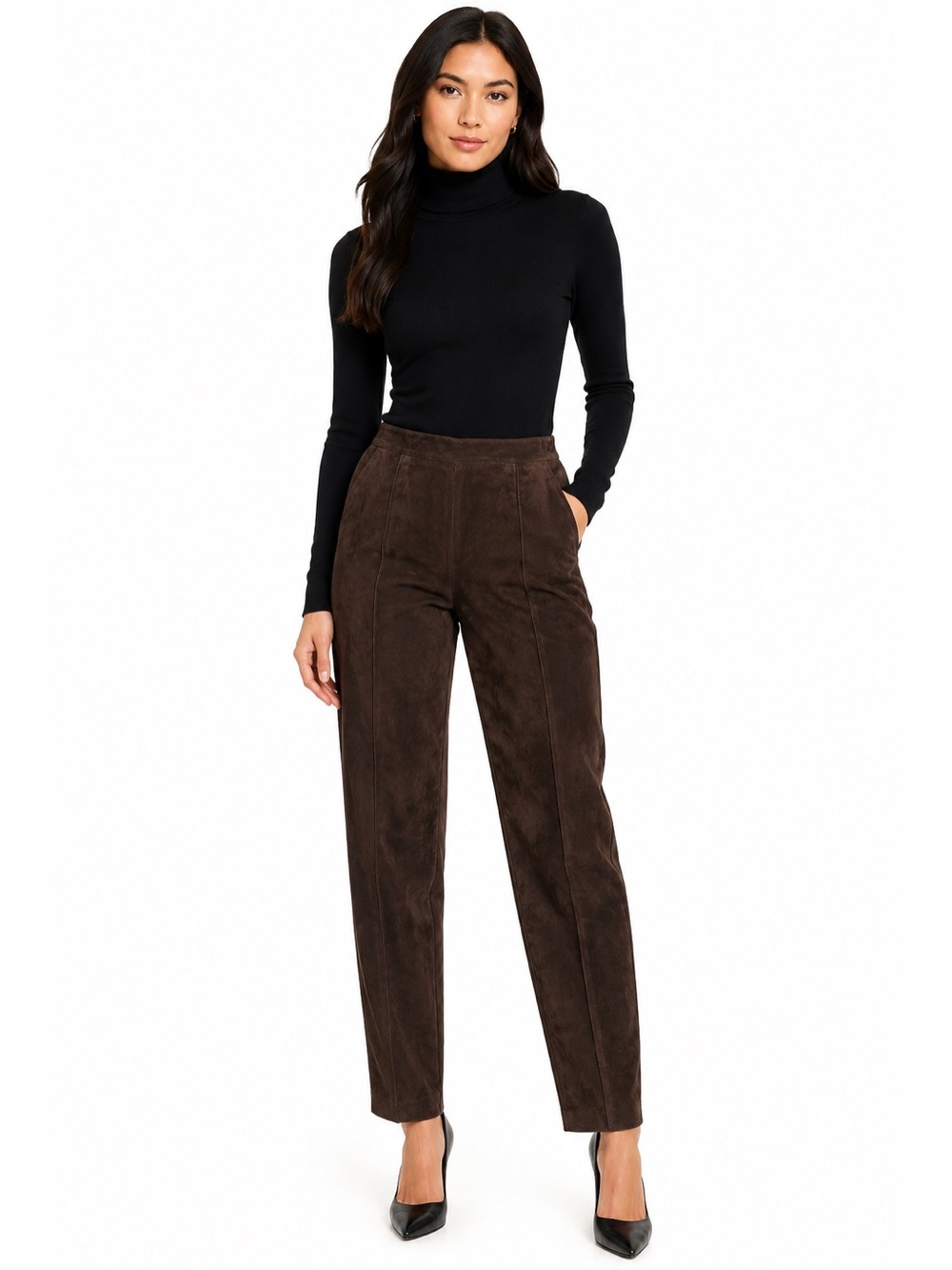 Ann Taylor Dark Brown suede Straight Pants size 4